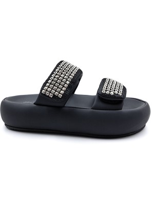 Guja Cırtlı Konfor Taşlı Siyah Puf Terlik G24Y435