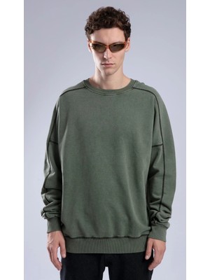 Catch Unisex Basic Oversize Yıkamalı Sweatshirt K-519