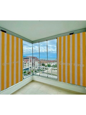 Gencer Home Balkon Perdesi Her Ölçüde Özel Dikim Sarı Beyaz