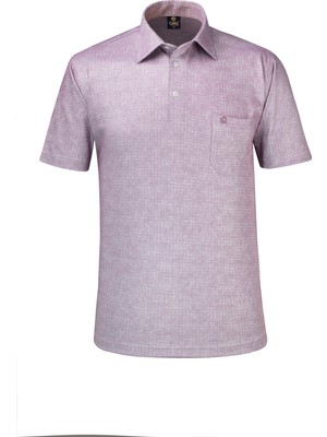 Çizgi Triko Erkek Gömlek Yaka Düğmeli Cepli Tişört Klasik Kalıp