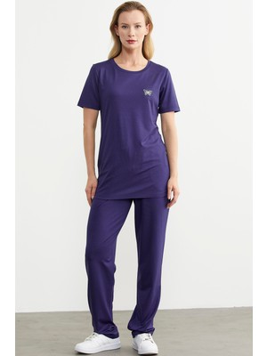 Sementa Nakış Detaylı Penye Pantolon Takım - Lacivert