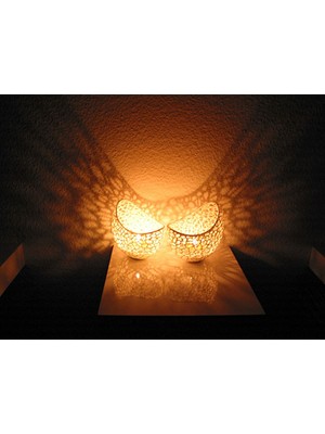 Turansoy Craft Voronoi 2'li Tealight Mumluk 15 cm (Mumlar Dahil)