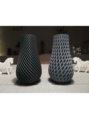 Turansoy Craft Lloret De Mar Lux Vazo Baklava Desen Gri 17CM (1 Adet)