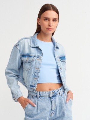 Dilvin 65348 Kar Yıkama Kısa Mont-Mavi