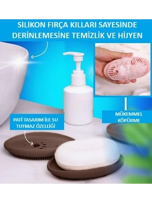 Matesstore Sabunluk Çok Amaçlı Silikon Fırçalı Mutfak Banyo Sabunluğu Pratik Kırılmaz