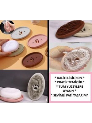 Matesstore Sabunluk Çok Amaçlı Silikon Fırçalı Mutfak Banyo Sabunluğu Pratik Kırılmaz