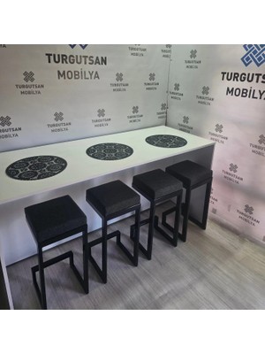 TURGUTSAN MOBİLYA Bar Taburesi Bar Sandalyesi 50 cm Keten Antrasit Gri Ücret 1 Adet Fiyatı Tabure