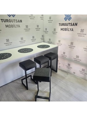 TURGUTSAN MOBİLYA Bar Taburesi Bar Sandalyesi 50 cm Keten Antrasit Gri Ücret 1 Adet Fiyatı Tabure