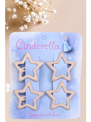 Cinderella 4'lü Mat Bej Renkli Yıldız Çıt Çıt Toka Seti - Yıldızlı Çıtçıtlı Toka Renkli
