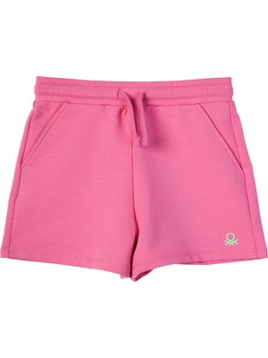 United Colors Of Benetton Unıted Colors Of Benetton Kız Çocuk Şort  BNT-G282 Fuşya Renkli Rahat Kesim Yazlık Tasarım