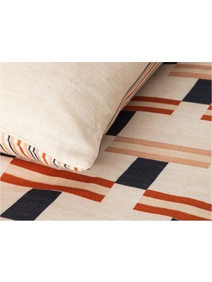 Hued Store English Home Timeline Dijital Baskılı Soft Cotton Çift Kişilik Nevresim Seti 200X220 cm Terracotta