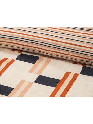 Hued Store English Home Timeline Dijital Baskılı Soft Cotton Çift Kişilik Nevresim Seti 200X220 cm Terracotta