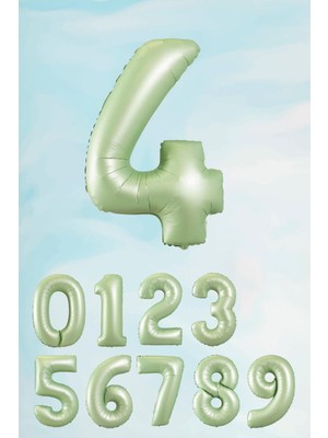 Parti Furyası Retro Yeşil Rakam Balonlar 4 rakamı ,retro Renk Yaş Balonları Retro Konsept Doğum Günü Süsleri