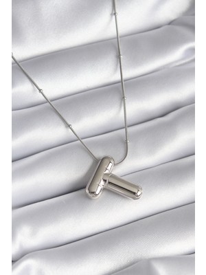 Angel Of Life 316L Çelik Gümüş Renk Bubble "t" Harf Model Kadın Kolye - TJ-BKO8295