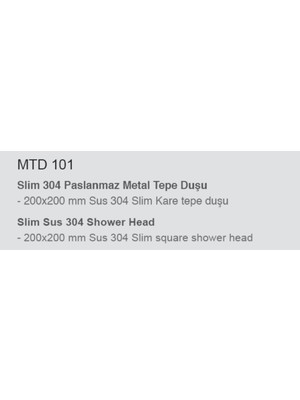 Mistillo Banyo Kare Slim Tepe Duş Başlığı 20X20 Paslanmaz Metal