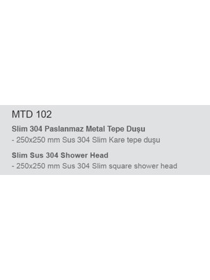 Mistillo Banyo Kare Slim Tepe Duş Başlığı 25X25 Paslanmaz Metal