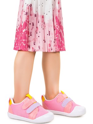 Kiko Kids Textile Kız Çocuk Spor Ayakkabı Cırtlı Düz Taban Tekstil Malzeme ile Günlük Kullanım İçin