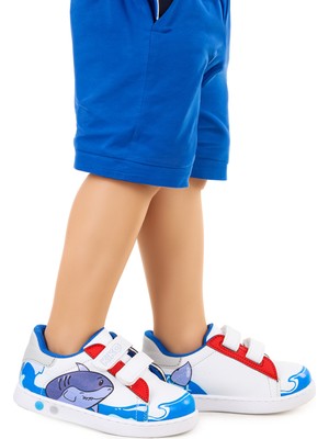 Kiko Kids Disha Cırtlı Işıklı Erkek Bebek Spor Ayakkabı Mavi