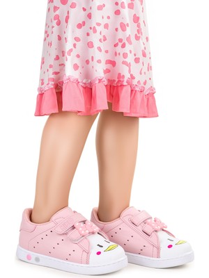 Kiko Kids Bart Cırtlı Işıklı Kız Bebek Spor Ayakkabı Pembe