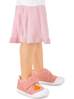 Kiko Kids Strawberry Cırtlı Kız Bebek Ilk Adım Panduf Ayakkabı Pudra