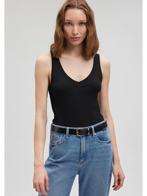 Mavi Kadın Atlet Slim Fit Kolsuz Siyah Günlük Kullanım İçin Rahat Kumaş