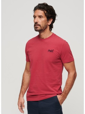 Superdry Bisiklet Yaka Düz Kırmızı Erkek T-Shirt M1011245A2DI_ESSENTIAL Logo Emb Tee