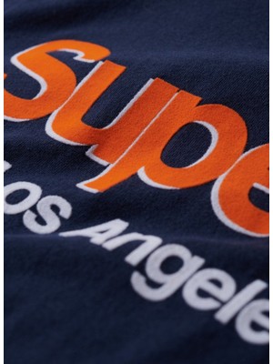 Superdry Bisiklet Yaka Baskılı Lacivert Erkek T-Shirt M1011985A97T_CORE Logo Classıc Wash