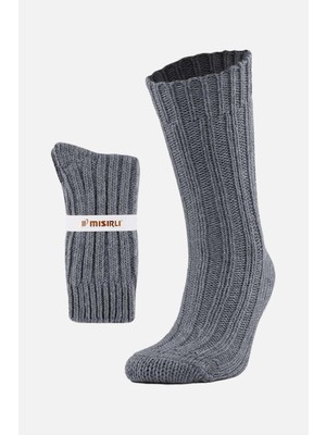 Mısırlı Unisex 5 Kat Alpaka Yünü Kışlık Tekli Gri Soket Çorap M 3094 G