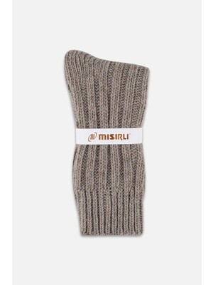 Mısırlı Unisex 5 Kat Alpaka Yünü Kışlık Tekli Bej Soket Çorap M 3094 B