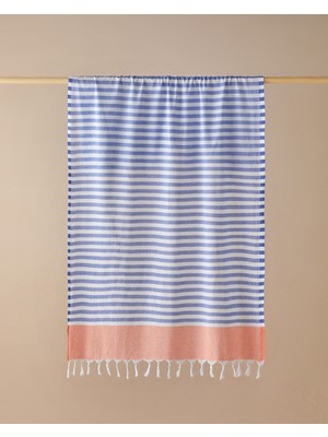 English Home Candy Rejenere Çizgili Peştamal Lacivert-Turuncu