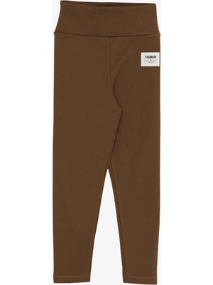 Breeze Kız Çocuk Tayt Fashion Armalı Taşlı 8-14 Yaş, Kahverengi