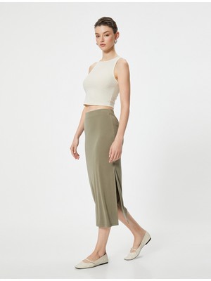 Koton Midi Kalem Etek Yırtmaç Detaylı Modal Kumaş