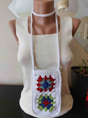 Küçük Motifli Çanta Granny Square Örgü