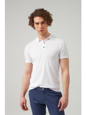D'S Damat Slim Fit Beyaz Düz Örgü T-Shirt 2HF069421001M