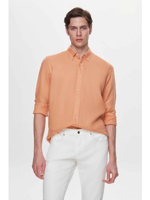 D'S Damat Comfort Tarçın %100 Keten Gömlek 2HC02G803265M