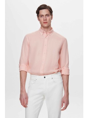 D'S Damat Comfort Pembe %100 Keten Gömlek 2HC02G803265M