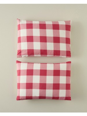 English Home Gingham 2'li Yastık Kılıfı Pembe