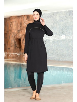 Starinci Tesettür Mayo Likralı Uzun Tunik Tasarımlı Siyah