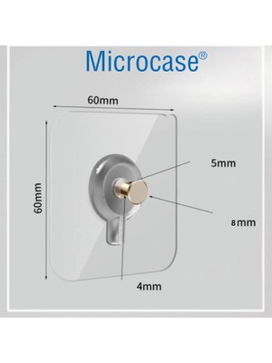 Microcase Güçlü Plastik Yapışkanlı Hanger Vidasız Eşya Ürün Taşıma Askılık 5 Adet -Şeffaf AL4344