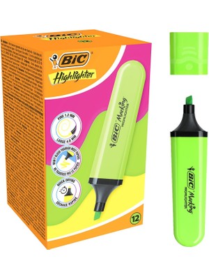 Bic Marking Flat Fosforlu Kalem Yeşil 12 Adet