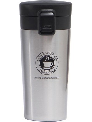 Kilitli 304 L Çelik Gri 500 ml Kahve Termos Mug CIN406GR