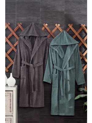 Casnack Quina 2Li Kapüşonlu Oversize Bornoz Seti