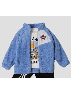 Kidex's Kışlık Peluş Üçlü Takım Erkek Bebek Welsoft Sweatshirt Eşofman Içi Pamuklu