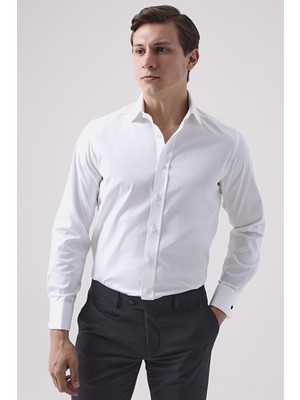 D'S Damat Regular Fit Beyaz Düz Gömlek 2HE02DY05025M
