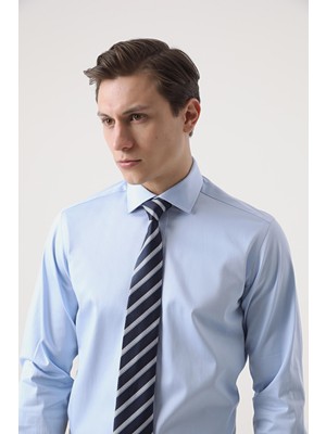 D'S Damat Regular Fit Mavi Düz Gömlek 2HE02DY05025M