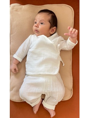 Runbaby Organik Çift Katlı Müslin Bebek Kimono Takımı