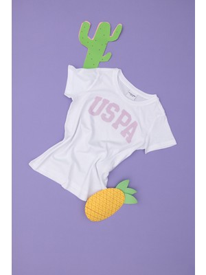 U.S. Polo Assn. Kız Çocuk Beyaz Bisiklet Yaka Basic Tişört 50283360-VR013