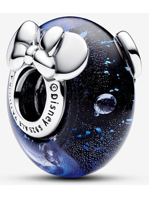 Charmy Accessory Disney Mickey Mouse ve Minnie Mouse Mavi Murano Cam Charm