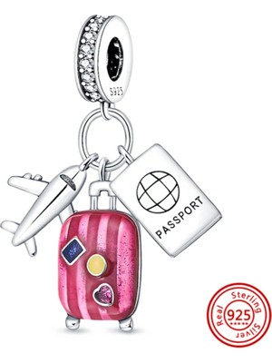 Charmy Accessory Uçak, Pasaport ve Bavul Sallantılı Charm