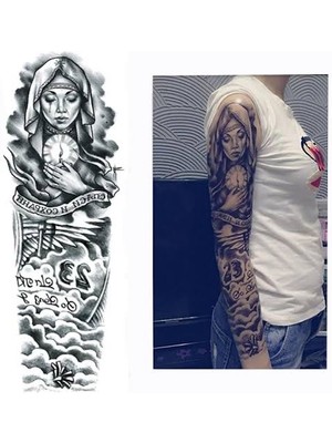 Gerçekçi Geçici Rahibe Kol Dövme Tattoo 17 X 48 Cm Doğal Görünümlü Aksesuar